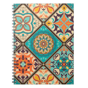 Colourful patchwork tile: Islamic motifs. Notebook
