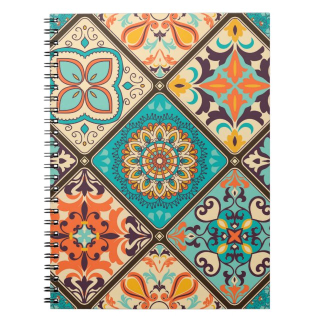 Colourful patchwork tile: Islamic motifs. Notebook (Front)