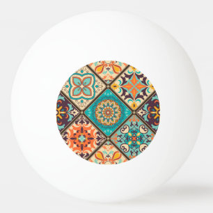 Colourful patchwork tile: Islamic motifs. Ping Pong Ball