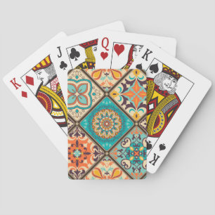 Colourful patchwork tile: Islamic motifs. Playing Cards