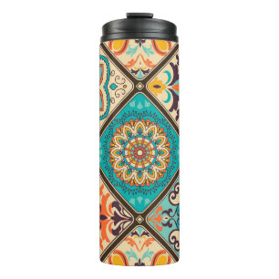 Colourful patchwork tile: Islamic motifs. Thermal Tumbler