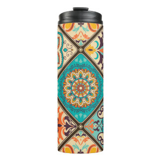 Colourful patchwork tile: Islamic motifs. Thermal Tumbler