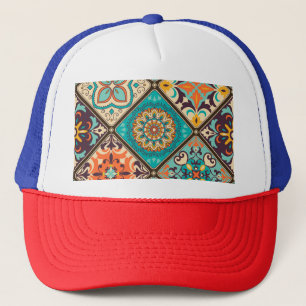 Colourful patchwork tile: Islamic motifs. Trucker Hat