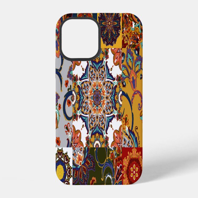 Colourful Patchwork Tile: Majolica Pottery Style iPhone Case (Back)