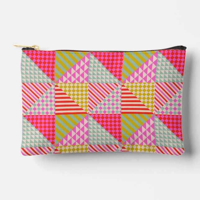 Colourful Patchwork Zipper Pouch | Makeup Bag (Front)