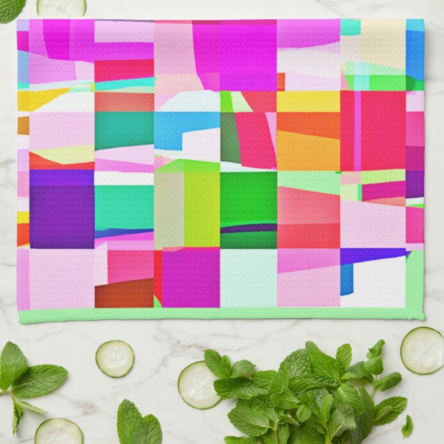 Colourful Pattern Art Tea Towel (Folded)