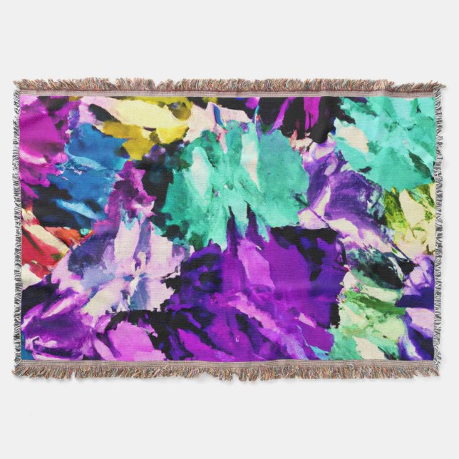 Colourful Pattern Artwork Throw Blanket (Front)