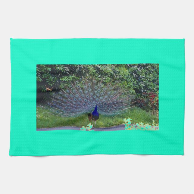 Colourful Pattern Bird Peacock Art Indian Destiny Tea Towel (Horizontal)