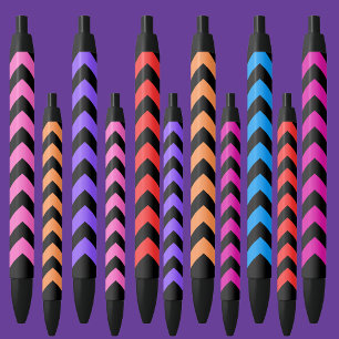 Colourful Pattern Black Ink Pen