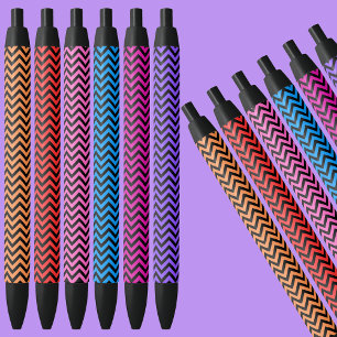 Colourful Pattern Black Ink Pen