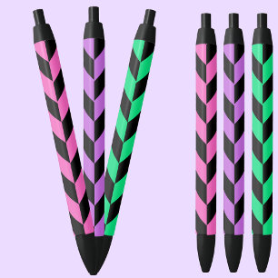 Colourful Pattern Black Ink Pen