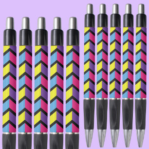 Colourful Pattern Black Ink Pen