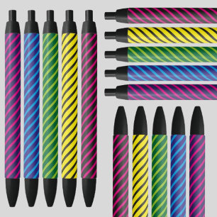 Colourful Pattern Black Ink Pen