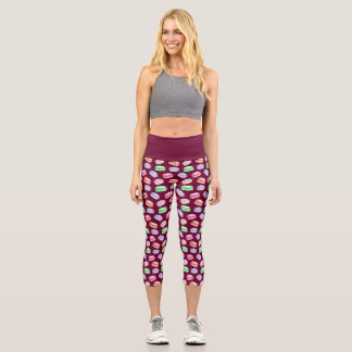 Colourful Pattern Cookies Macarons Dessert Capri Leggings