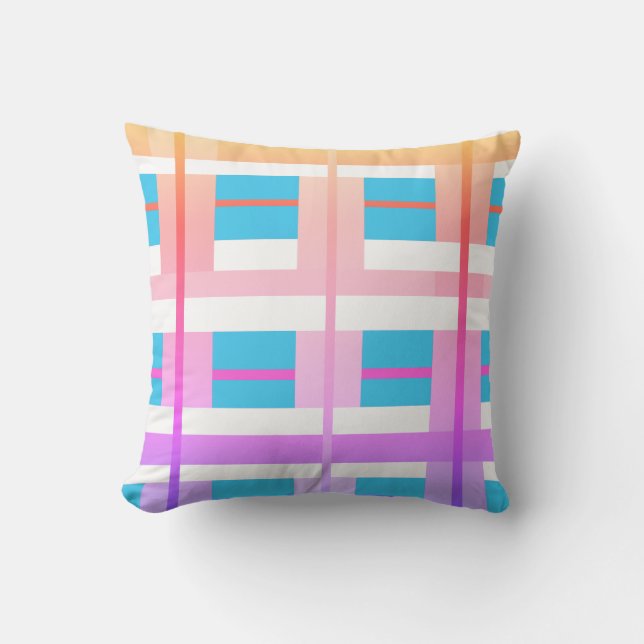 Colourful Pattern Line Stripes Throw Pillow Cushio (Front)