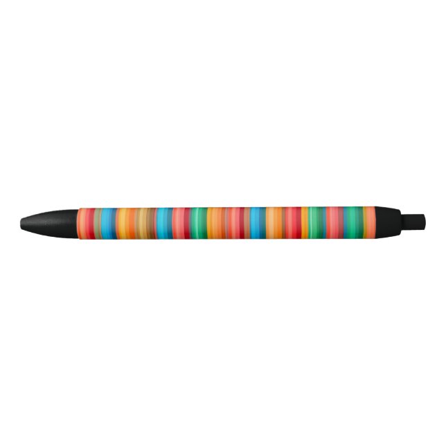 Colourful Pattern of Brightly Arranged Pencils Black Ink Pen (Front)