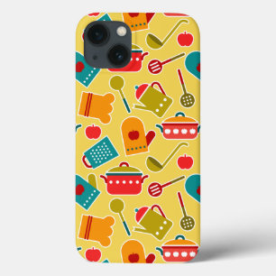 Colourful pattern of kitchen utensils iPhone 13 case