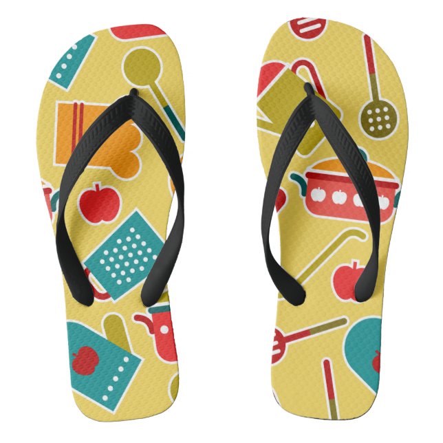 Colourful pattern of kitchen utensils jandals (Footbed)