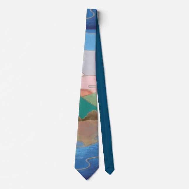 colourful pattern of landscape abstract art tie (Front)