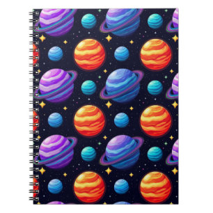 Colourful Pattern of Planets and Stars Notebook