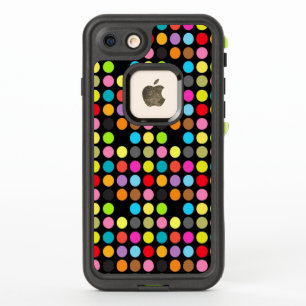 Colourful Pattern of Polka Dots on Black