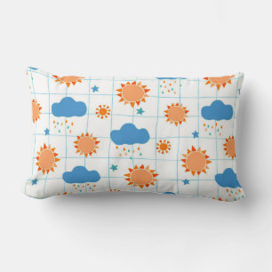 Colourful Pattern of Suns, Clouds, and Raindrops Lumbar Cushion
