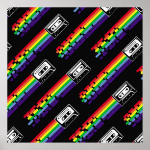 Colourful pattern on black background. Compact cas Poster