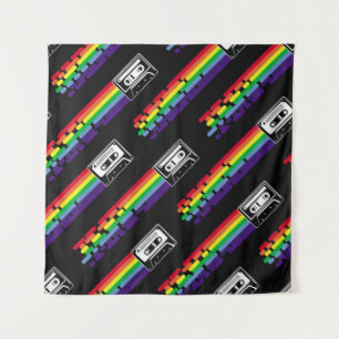 Colourful pattern on black background. Compact cas Tapestry