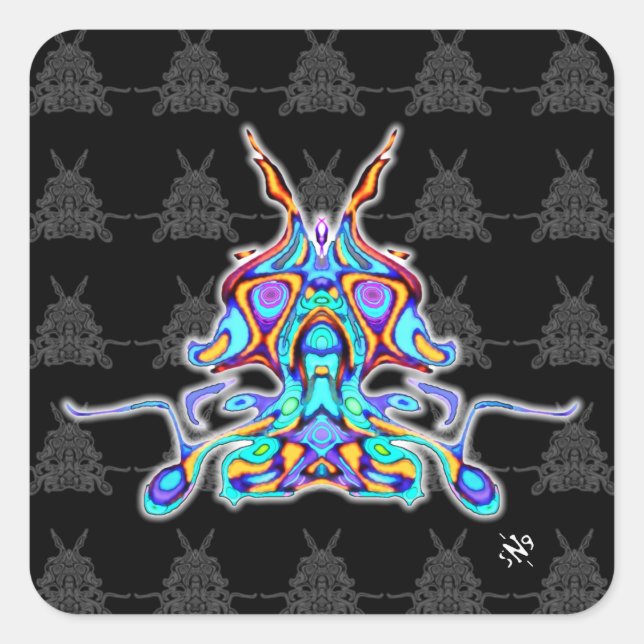 Colourful pattern (pareidolia) - Space parrot v2.1 Square Sticker (Front)