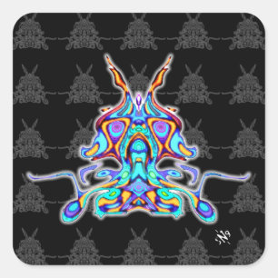 Colourful pattern (pareidolia) - Space parrot v2.1 Square Sticker
