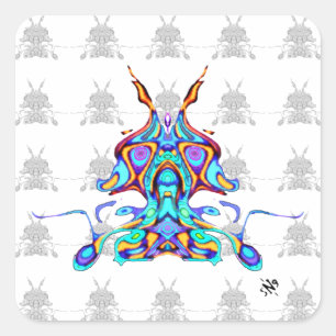 Colourful pattern (pareidolia) - Space parrot v2 Square Sticker