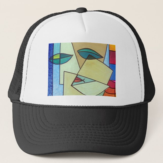 Colourful Pattern Peace Love Party Destiny Digital Trucker Hat (Front)