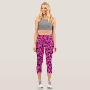 Colourful Pattern, Pink, Rose, Floral Pattern      Capri Leggings