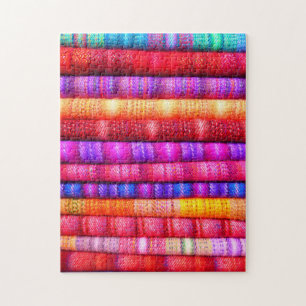 Colourful Pattern Puzzles Traditional Woven Textil