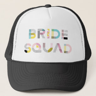 Colourful Pattern Typography Modern Bride Squad Ha Trucker Hat