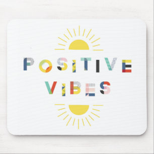 Colourful Pattern Typography Positive Vibes Modern Mouse Pad