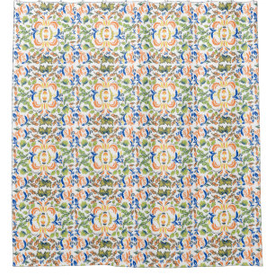Colourful pattern Victorian Britian floral green Shower Curtain