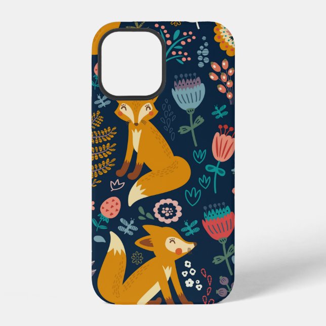 Colourful pattern with a foxfox,pattern,forest,fal iPhone case (Back)