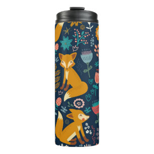 Colourful pattern with a foxfox,pattern,forest,fal thermal tumbler