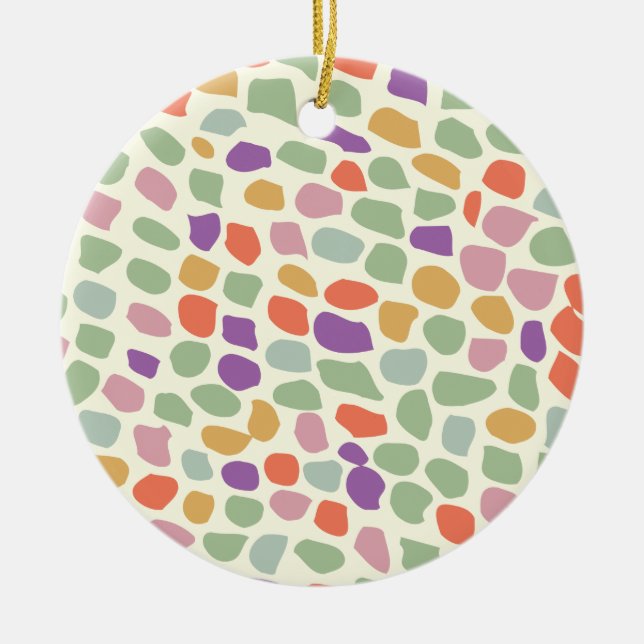 colourful patterned ceramic tree decoration (Front)