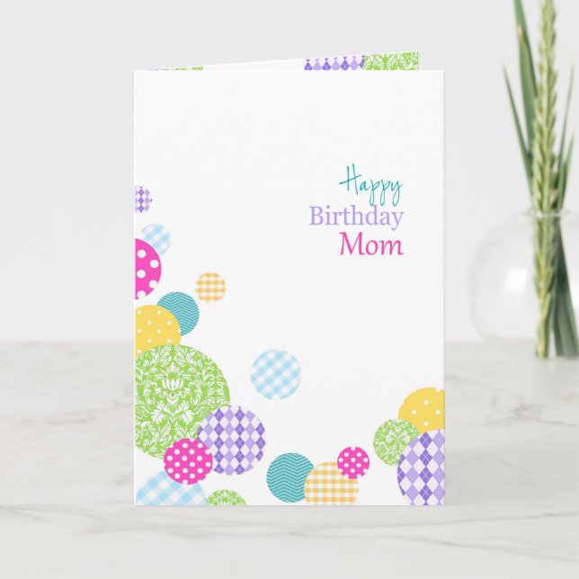 Colourful patterned circles Happy Birthday Mum Card (Front)