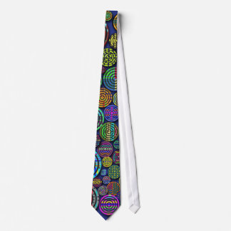 Colourful Patterned Circles on Blue Customisable Tie