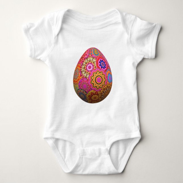 Colourful patterned Easter egg Baby Bodysuit (Front)
