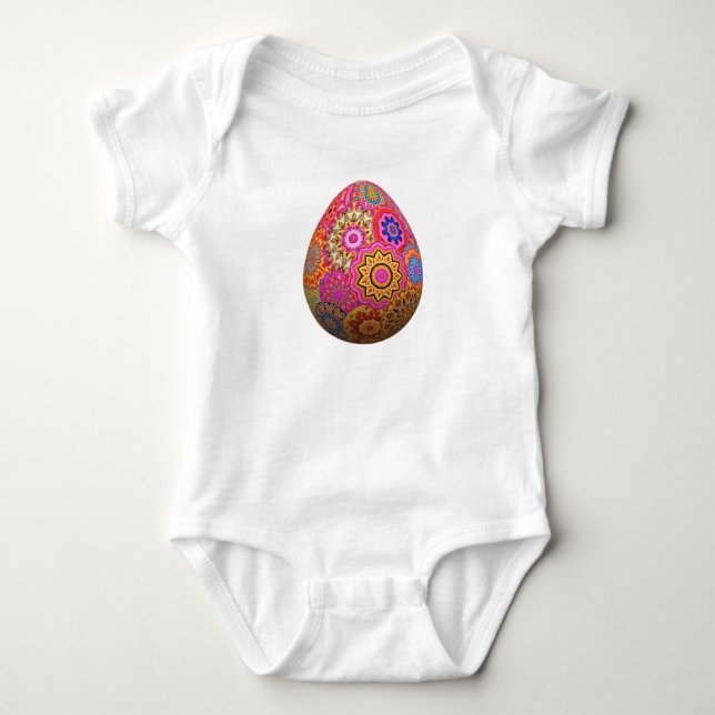 Colourful patterned Easter egg Baby Bodysuit (Front)