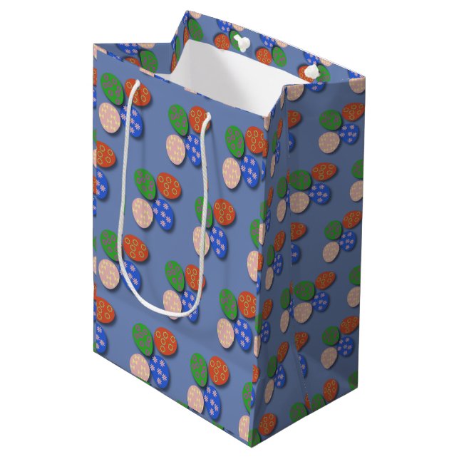 Colourful Patterned Easter Egg design 2 Medium Gift Bag (Front Angled)