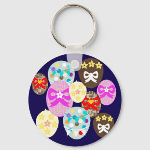 Colourful patterned Easter Egg   Key Ring