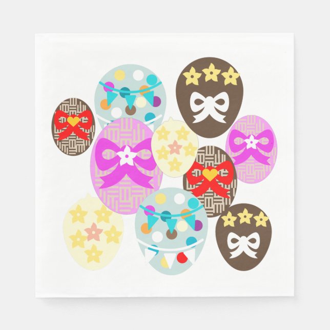 Colourful patterned Easter Egg  Napkin (Front)