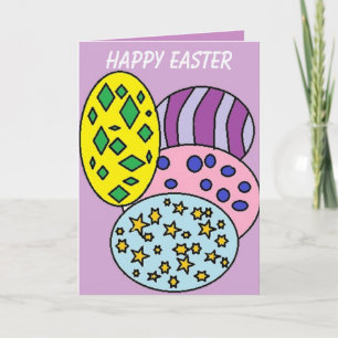 Colourful Patterned Eggs Easter Holiday Card
