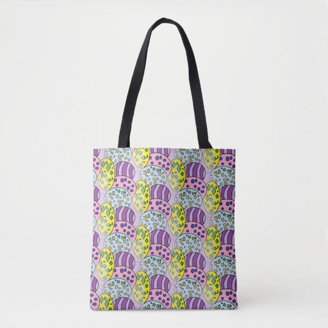 Colourful Patterned Eggs Easter Tote Bag (Front)