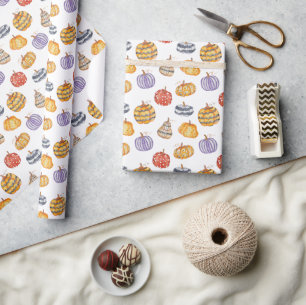 Colourful Patterned Pumpkins Wrapping Paper